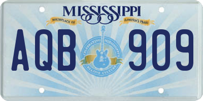 MS license plate AQB909