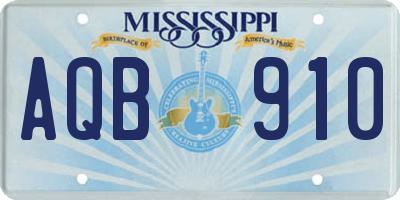 MS license plate AQB910