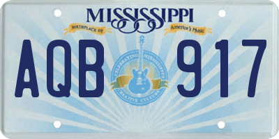 MS license plate AQB917