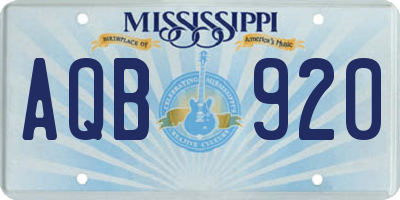 MS license plate AQB920