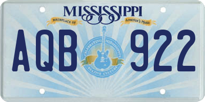 MS license plate AQB922