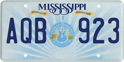 MS license plate AQB923