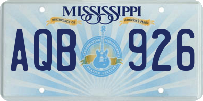 MS license plate AQB926