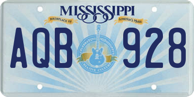 MS license plate AQB928