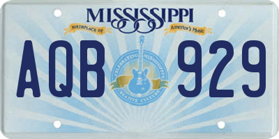 MS license plate AQB929