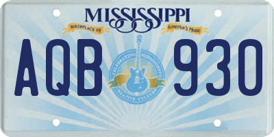 MS license plate AQB930