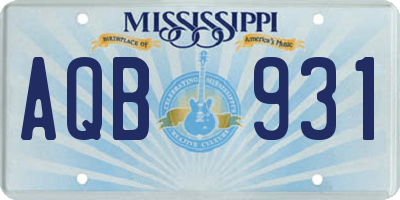MS license plate AQB931