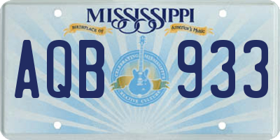 MS license plate AQB933