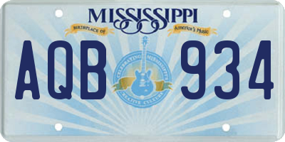 MS license plate AQB934