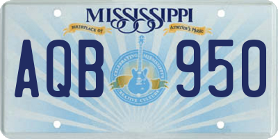 MS license plate AQB950
