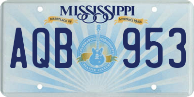 MS license plate AQB953