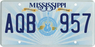 MS license plate AQB957