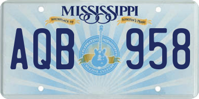 MS license plate AQB958