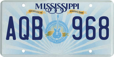 MS license plate AQB968