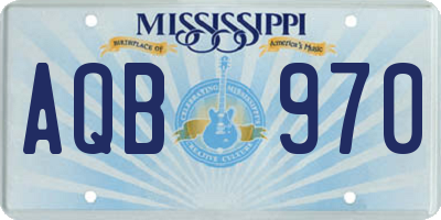 MS license plate AQB970