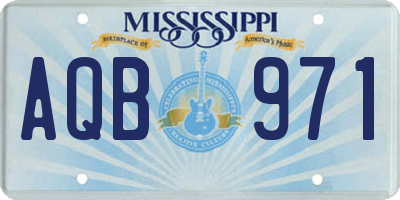 MS license plate AQB971