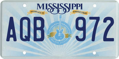 MS license plate AQB972