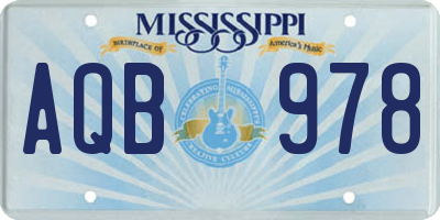 MS license plate AQB978