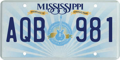 MS license plate AQB981