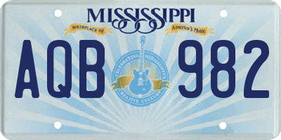 MS license plate AQB982