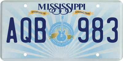 MS license plate AQB983