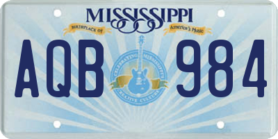 MS license plate AQB984