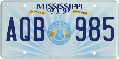 MS license plate AQB985