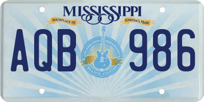 MS license plate AQB986