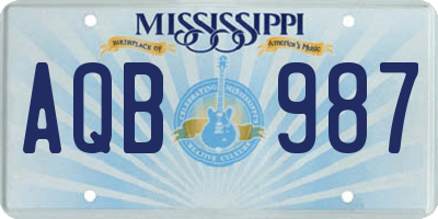 MS license plate AQB987