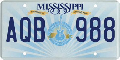 MS license plate AQB988