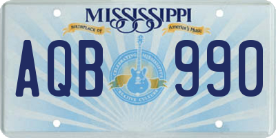 MS license plate AQB990