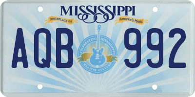 MS license plate AQB992