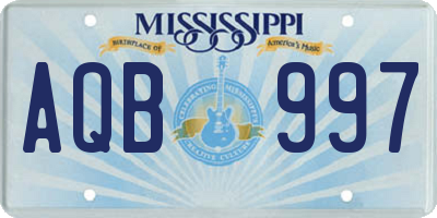 MS license plate AQB997