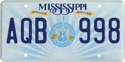 MS license plate AQB998