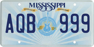 MS license plate AQB999