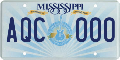 MS license plate AQC000