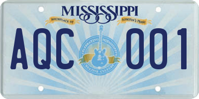 MS license plate AQC001
