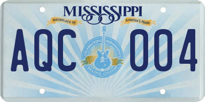 MS license plate AQC004