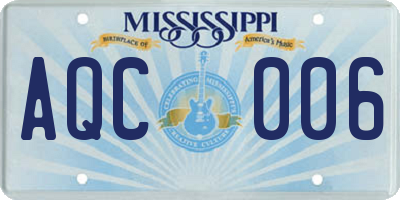 MS license plate AQC006