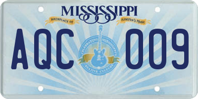 MS license plate AQC009