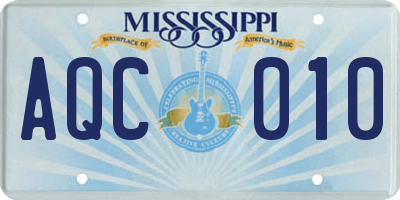 MS license plate AQC010