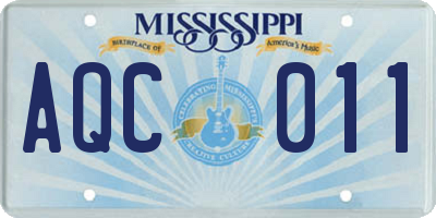 MS license plate AQC011