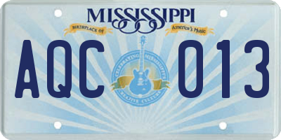 MS license plate AQC013