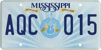 MS license plate AQC015