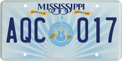 MS license plate AQC017