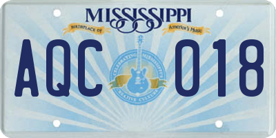 MS license plate AQC018