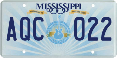 MS license plate AQC022