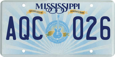 MS license plate AQC026