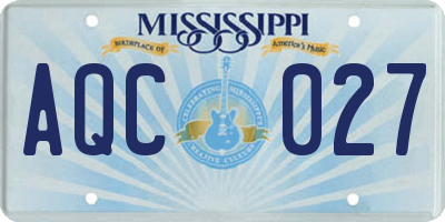 MS license plate AQC027
