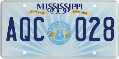 MS license plate AQC028
